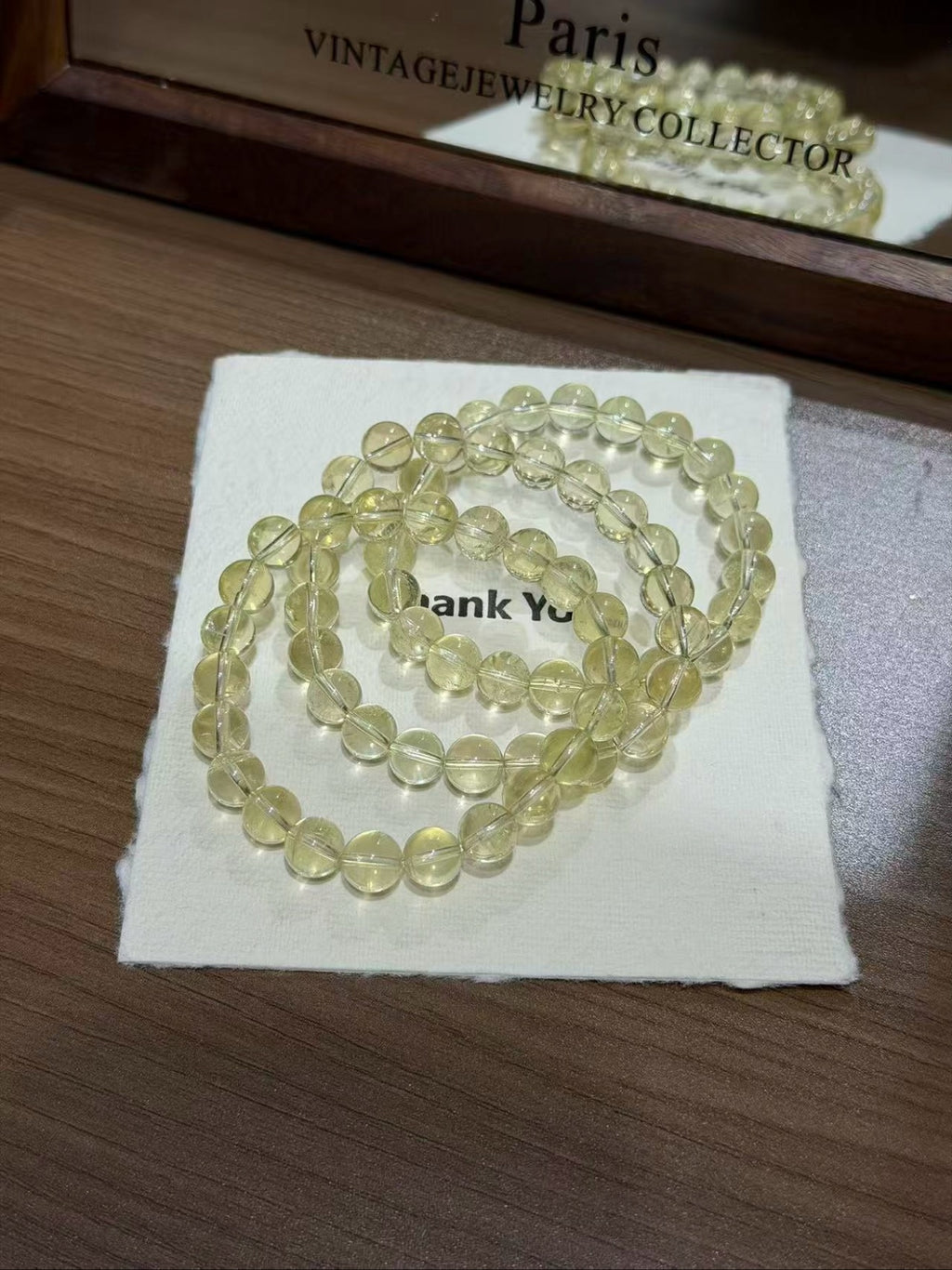 Lemon citrine plain strand bracelet worn on wrist