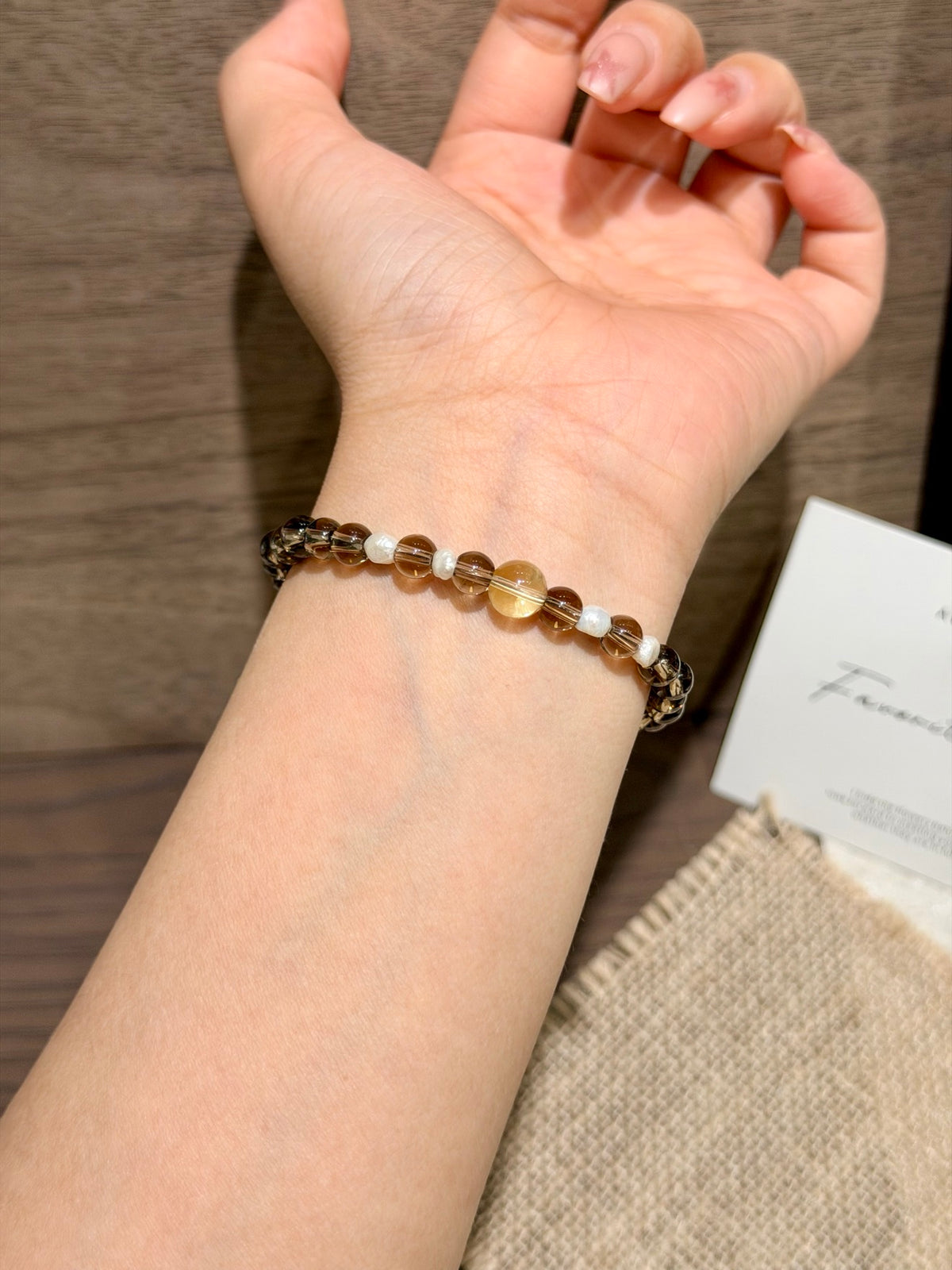Smoky Quartz, Citrine & Freshwater Pearl Bracelet