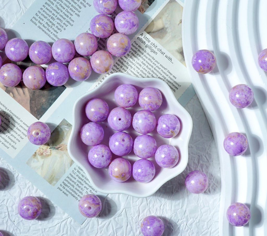 Porcelain-Style Oil Painting Glass Round Beads