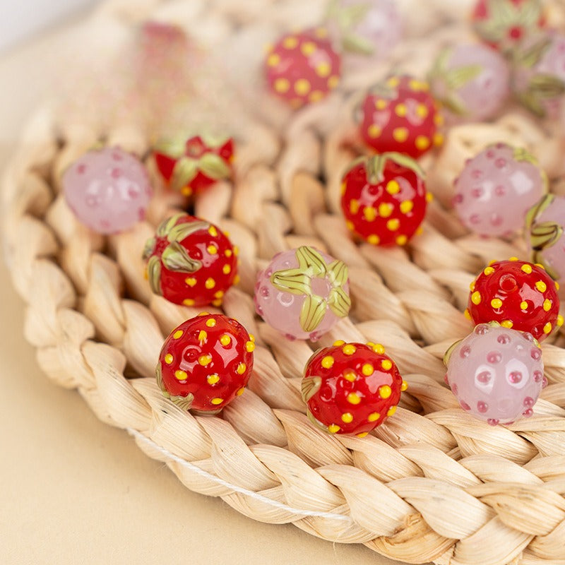 Cute Strawberry Lampwork Glass Beads