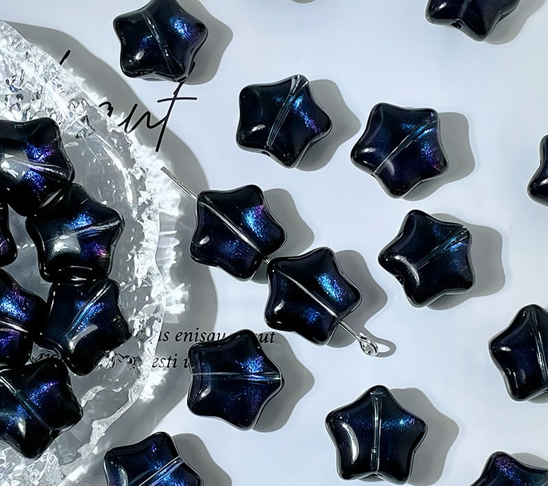 Puffy Star Glass Beads with Horizontal Holes
