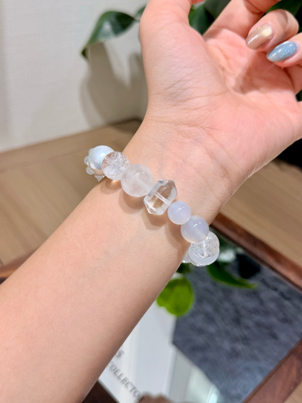 Gray Isle Agate Bracelet worn on wrist