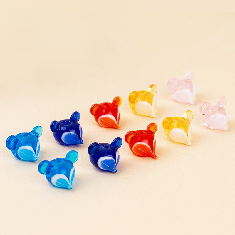 Cute Fox Glass Pendant Beads