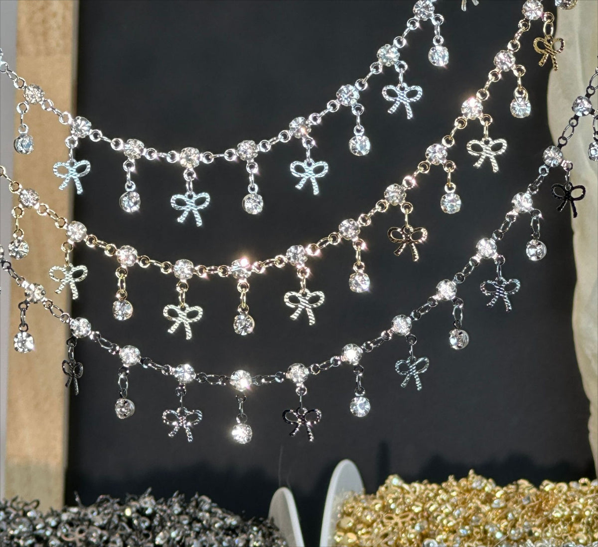 Fairy Bow Rhinestone Copper Decorative Chain – 10 Meters