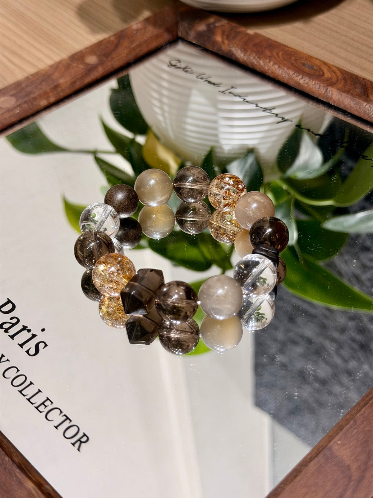 Smoky Quartz Multi-Stone Bracelet on mirror tray