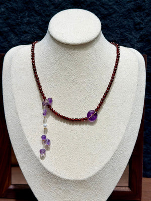 Garnet & Amethyst Peace Buckle Necklace