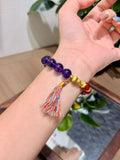 Amethyst & Red Agate Bracelet worn on wrist
