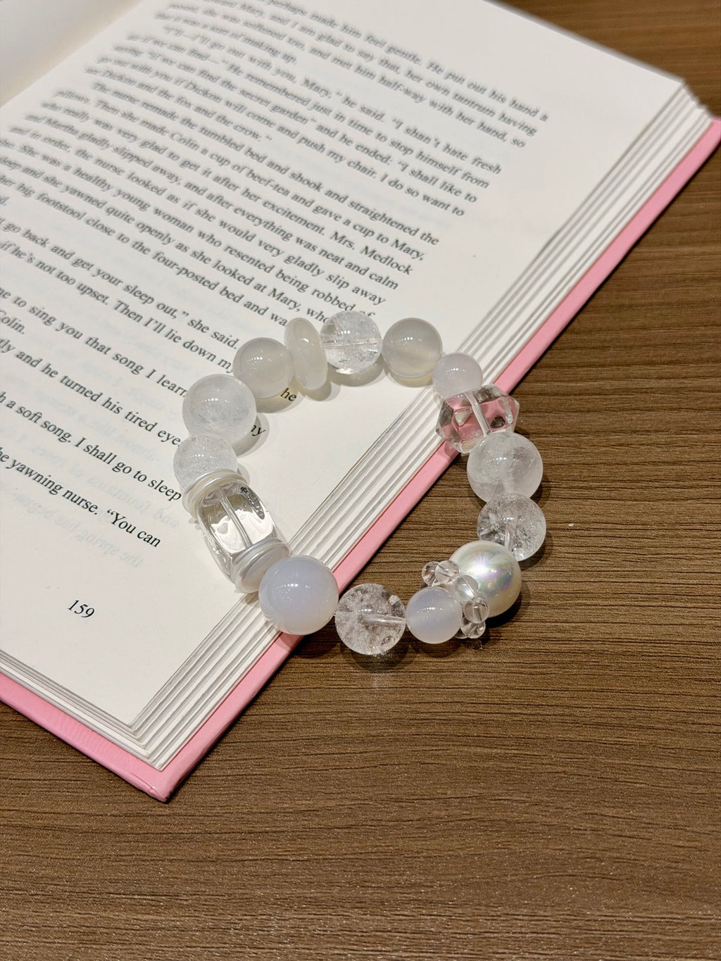 Gray Isle Agate Bracelet on open book
