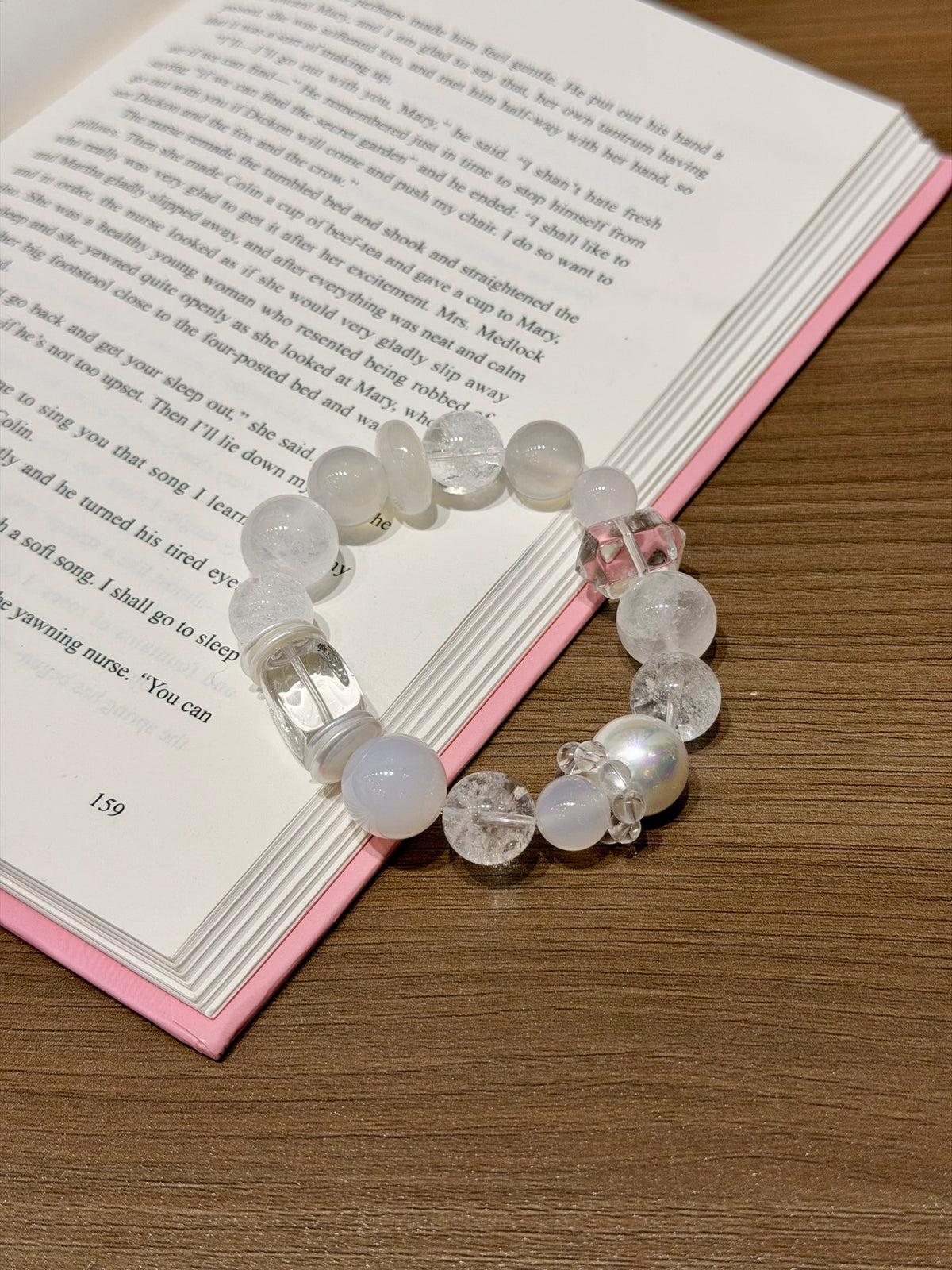 Gray Isle Agate Bracelet on open book