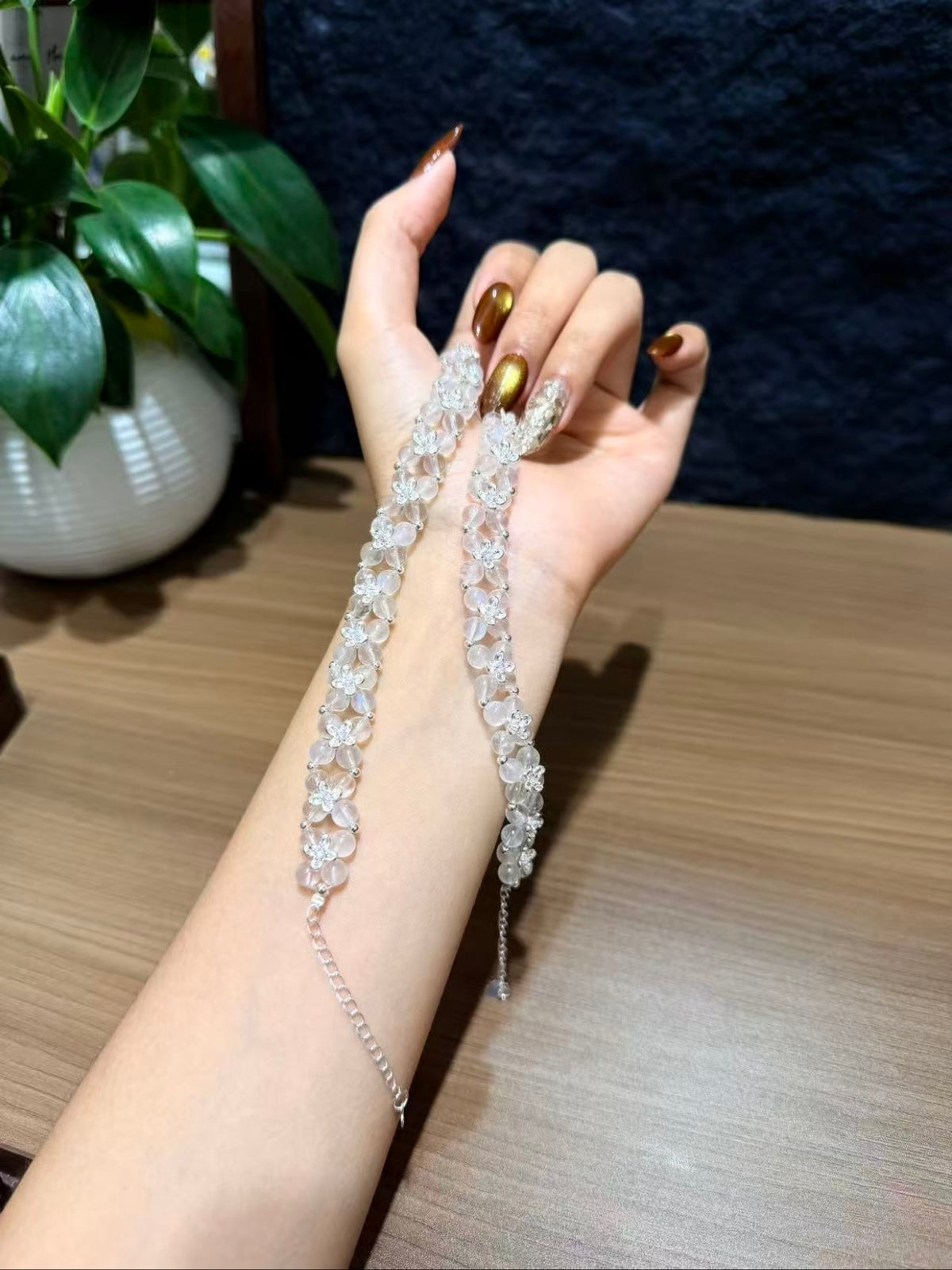 Blue Moonstone Woven Bracelet clasp detail