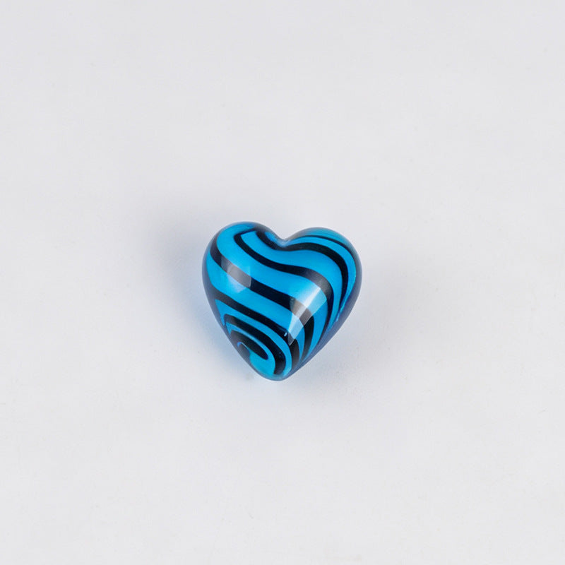 Tiger Pattern Heart Glazed Beads