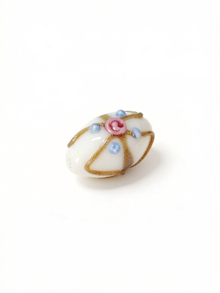 Gold Silk Rose Glazed Oval Beads
