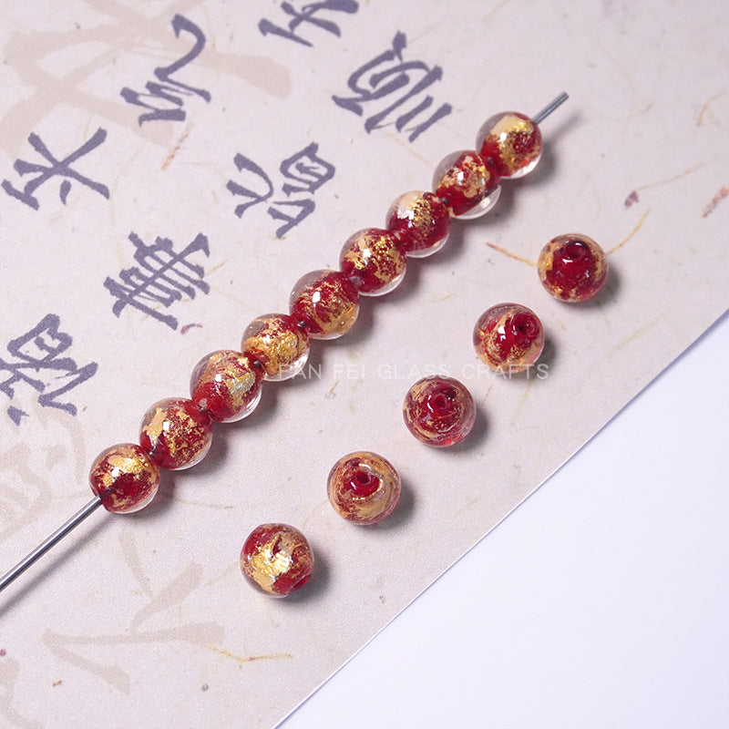 Gold & Silver Foil Glazed Round Beads