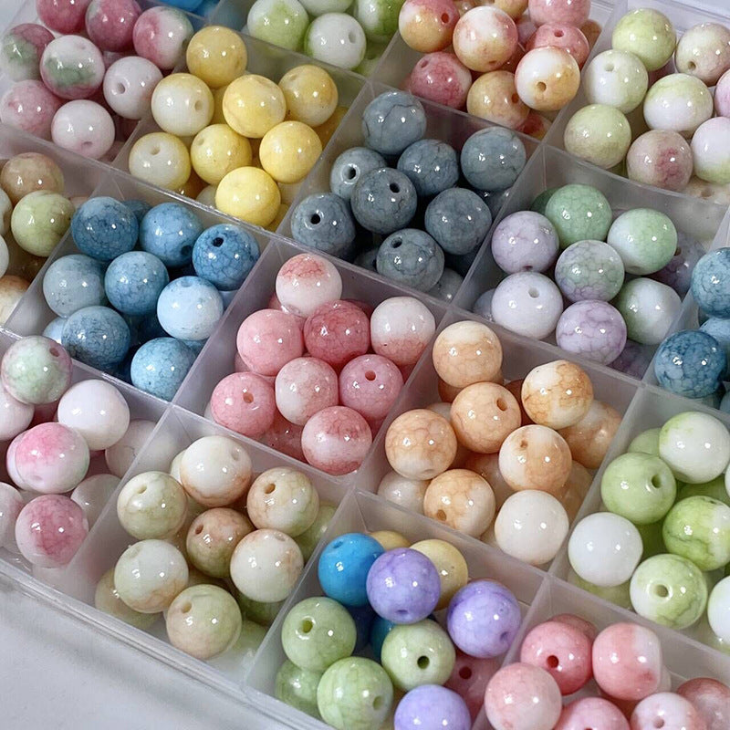 Glazed Porcelain Dragon Pattern Round Beads