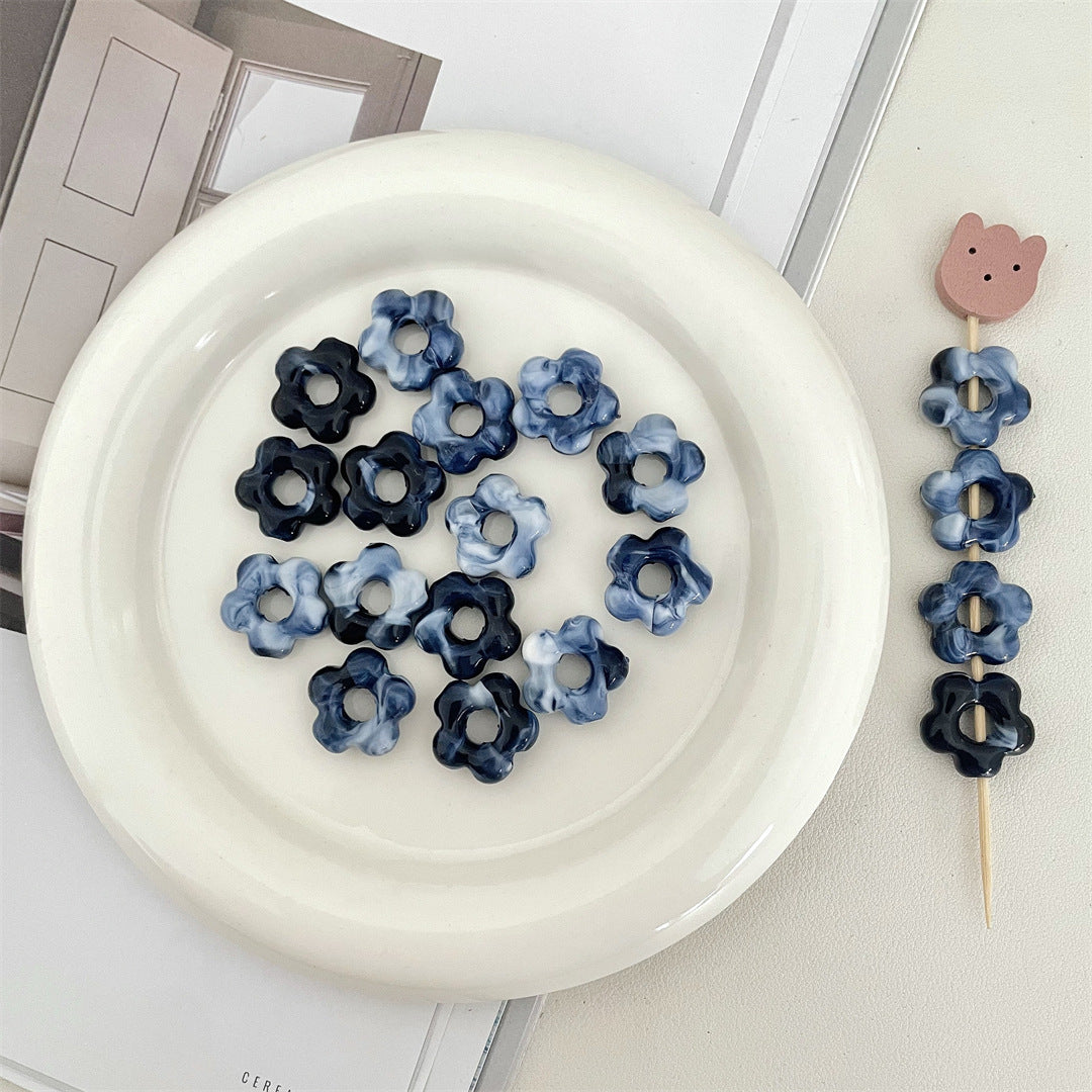Two-Tone Macaron Acrylic Flower Beads – Hollow Five-Petal Glazed-Style Beads for DIY Phone Charms, Bracelets & Jewelry Making