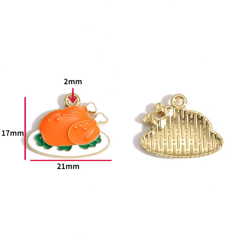Thanksgiving Turkey Alloy Charms – Colorful Fall Holiday Enamel-Style Pendants for DIY Bracelets, Keychains & Jewelry Making