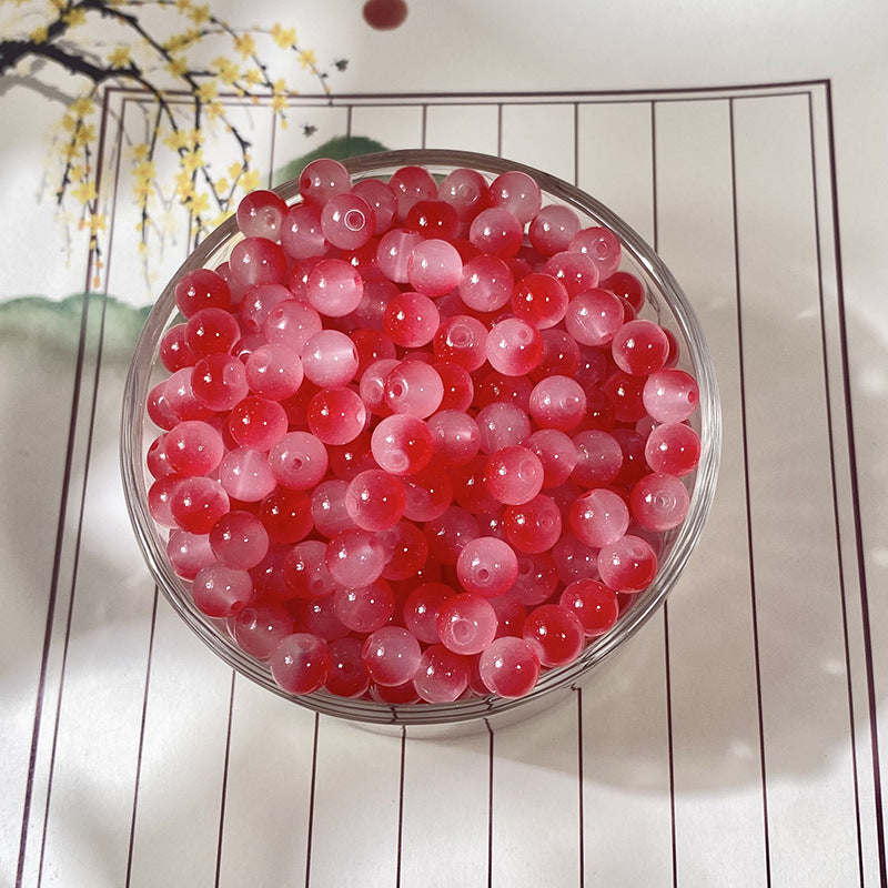Natural Jade-Style Glass Round Beads
