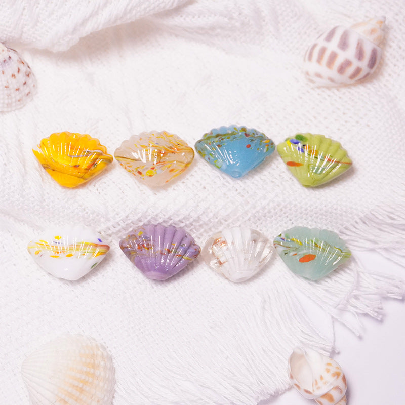 Gold Sand Scallop Shell Glazed Beads