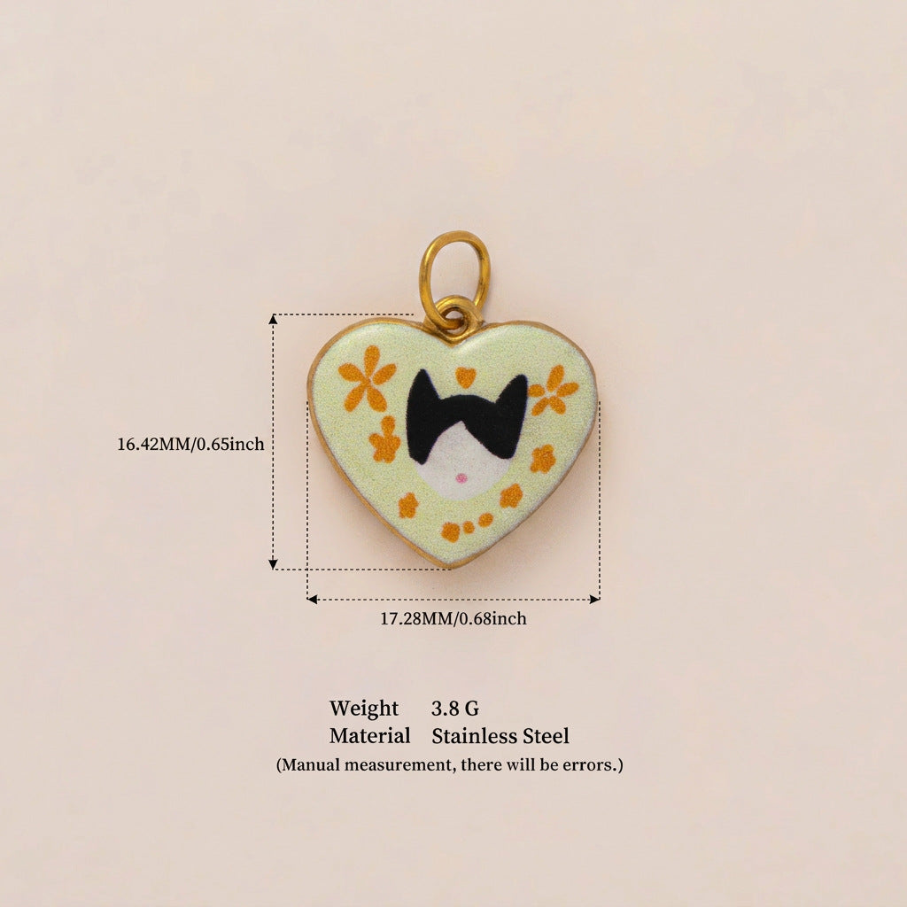 18K Gold-Plated Colorful Heart Pendant Charms