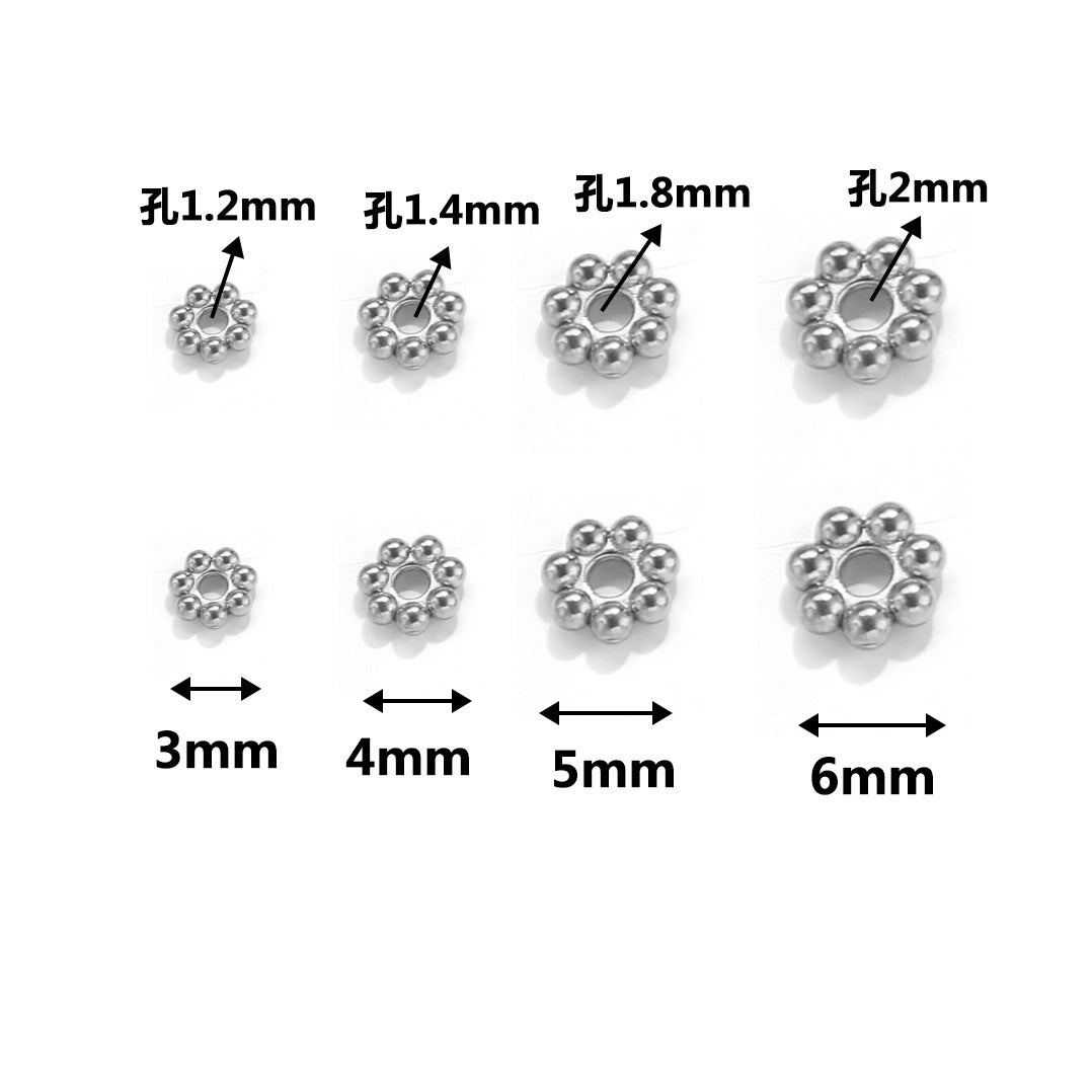 Stainless Steel Snowflake Flower Spacer Beads 50pcs