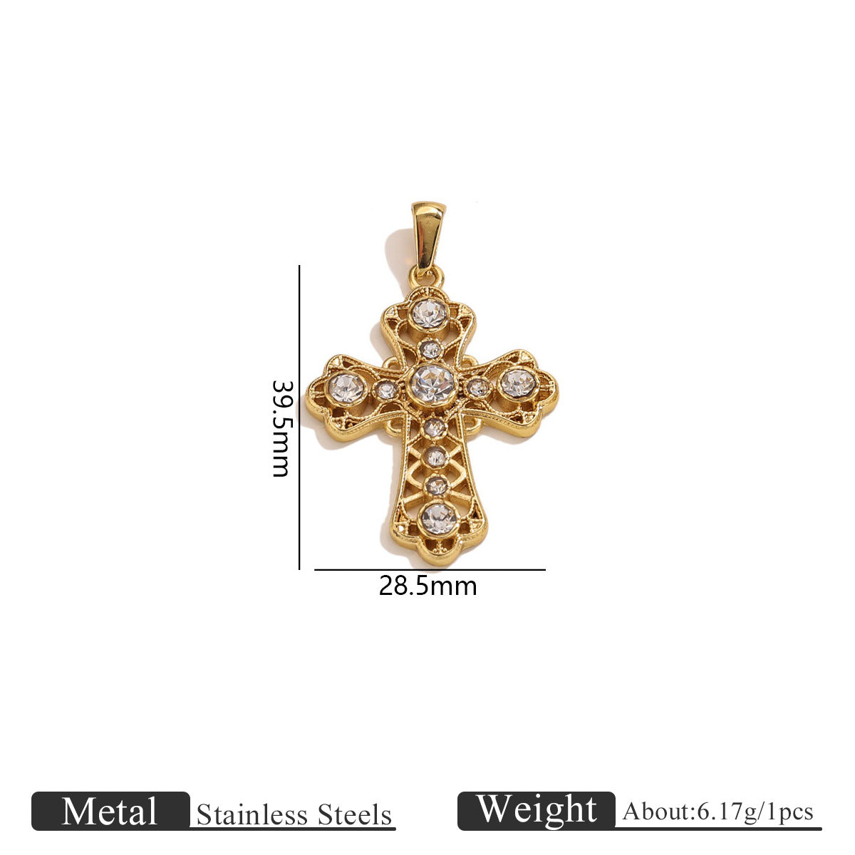 18K Gold-Plated Stainless Steel Cross Necklace