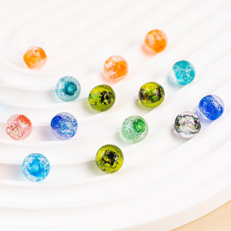 Color-Powder Glass Round Beads