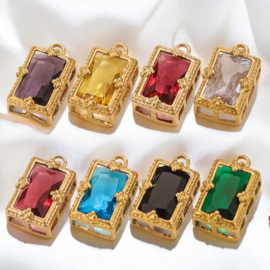 Stainless Steel Crystal Zircon Mini Pendant Charms