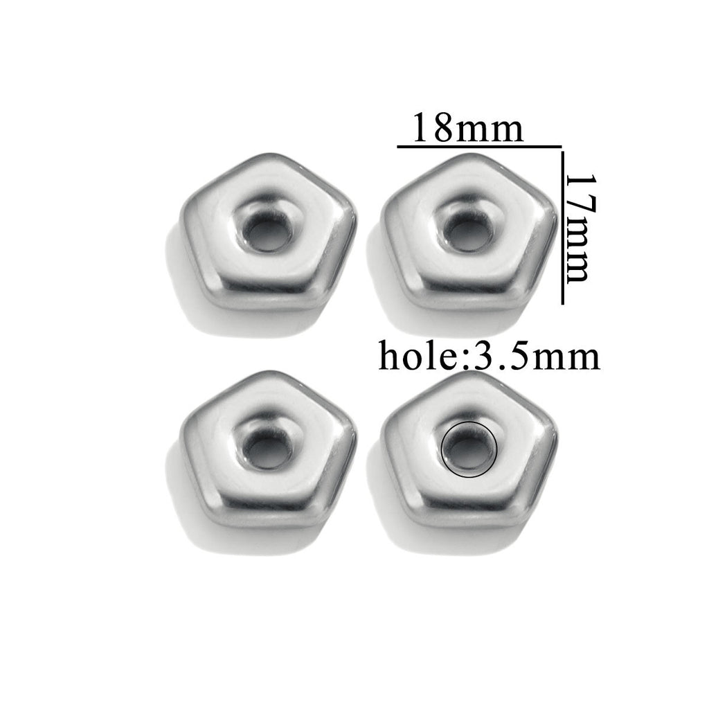 Stainless Steel Large-Hole Geometric Spacer Beads 5pcs