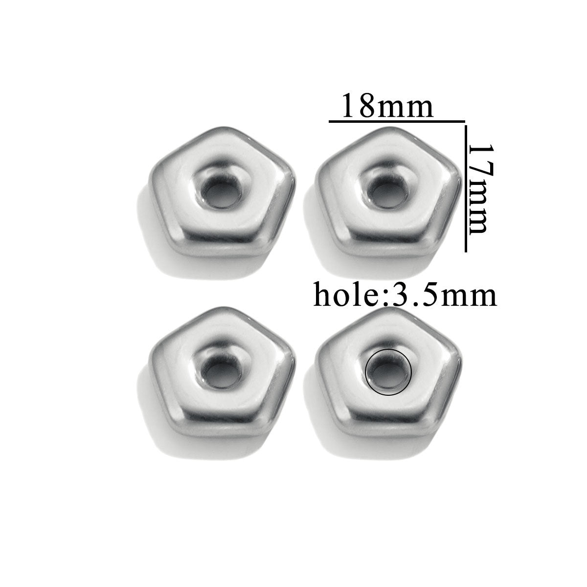 Stainless Steel Large-Hole Geometric Spacer Beads 5pcs