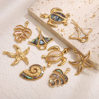 Stainless Steel Natural Shell Ocean Pendant Charms