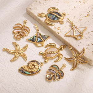 Stainless Steel Natural Shell Ocean Pendant Charms