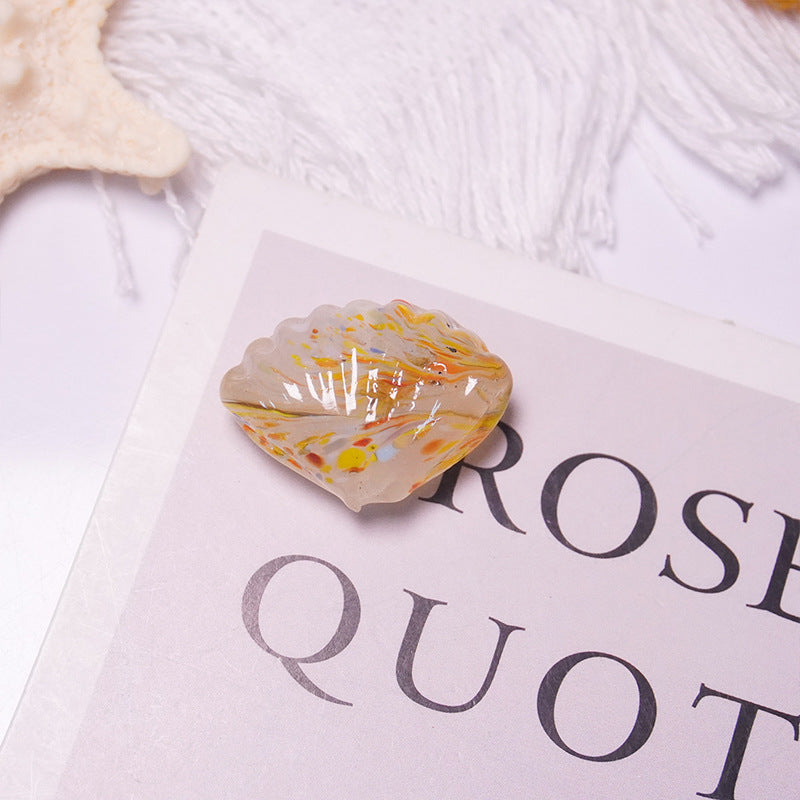 Gold Sand Scallop Shell Glazed Beads