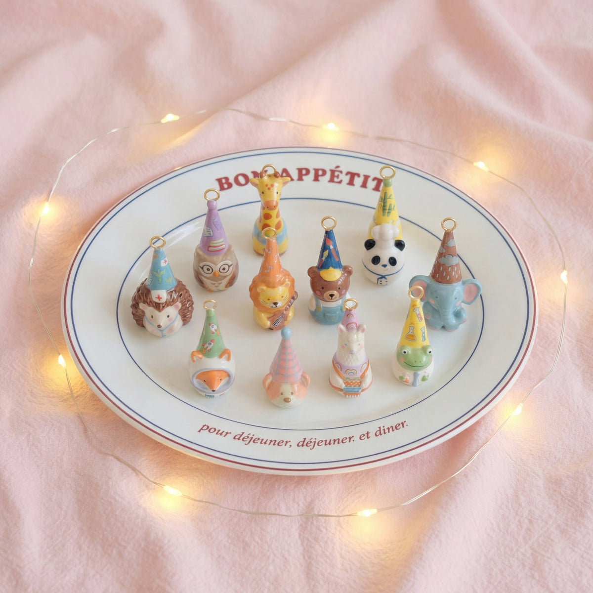 Gold-Tone Enamel Cartoon Animal Pendant Charms