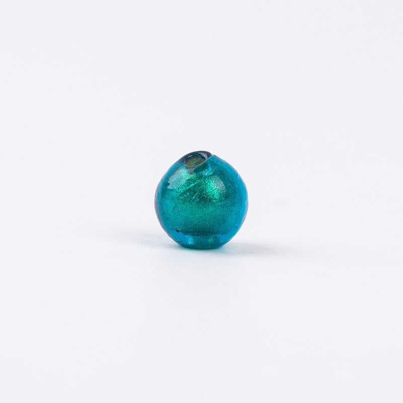 Blue-Green & Gold Powder-Glazed Beads