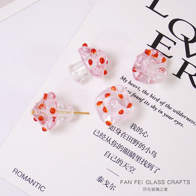 Polka Dot Mushroom Lampwork Glass Beads