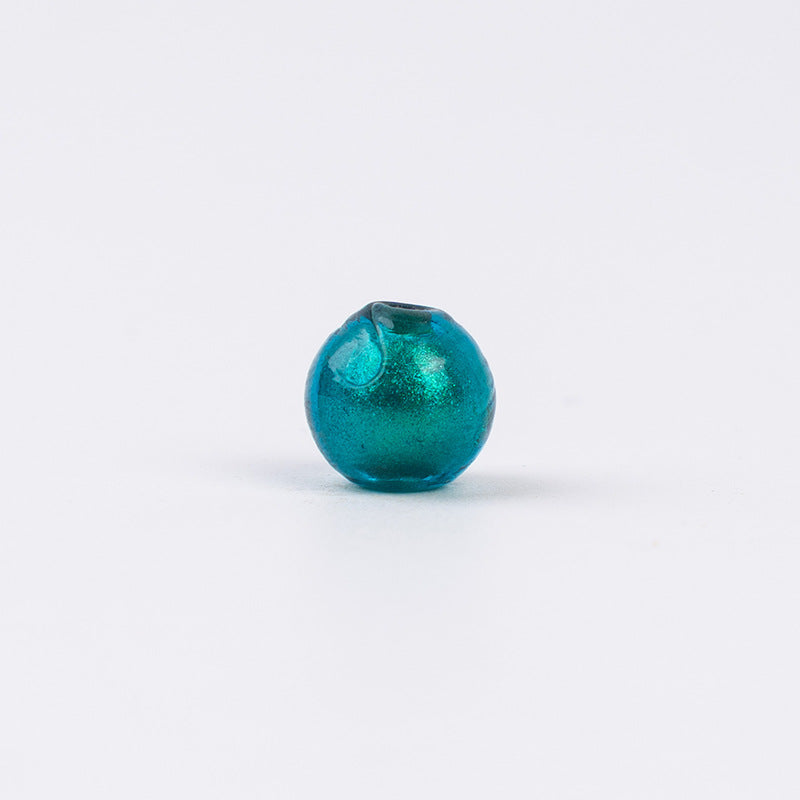 Blue-Green & Gold Powder-Glazed Beads