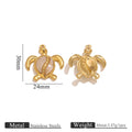 Gold turtle pendant charms with white shell inlay and size markings