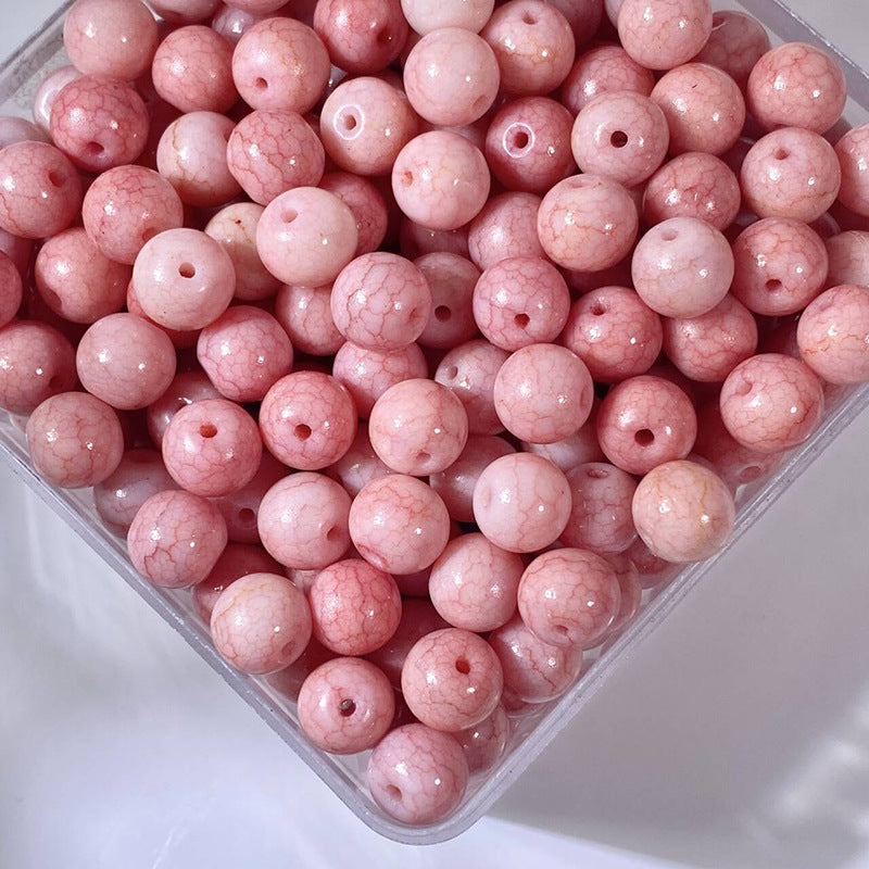 Glazed Porcelain Dragon Pattern Round Beads