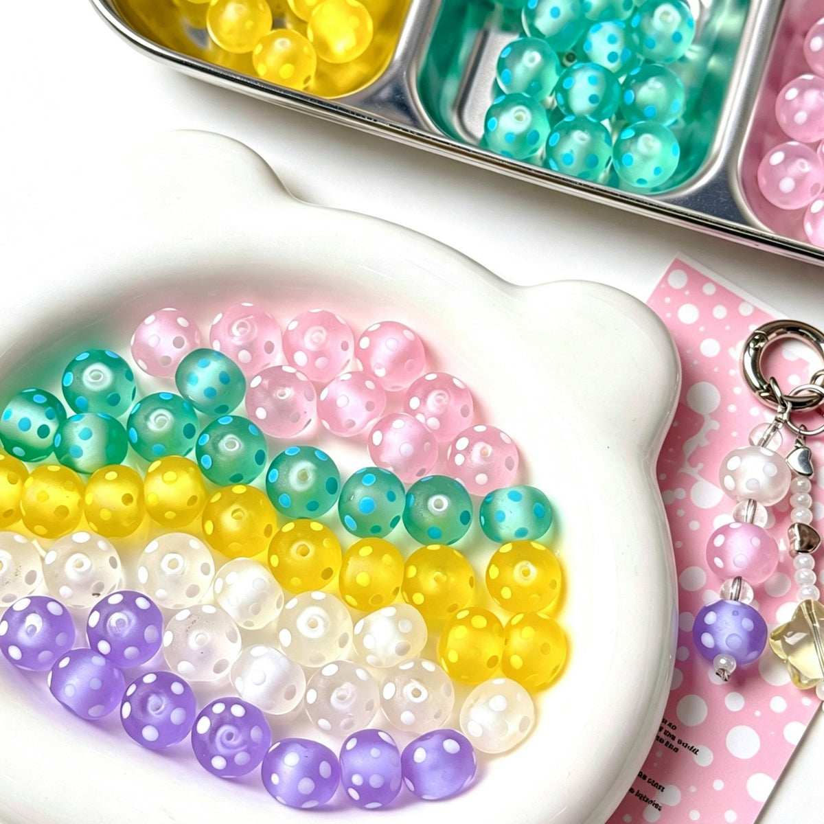 Candy-Color Matte Polka Dot Glazed Beads