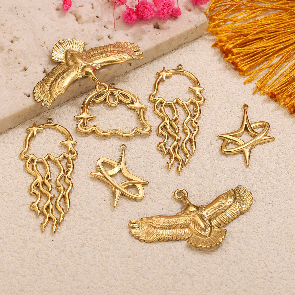 Stainless Steel Star & Jellyfish Pendant Charms