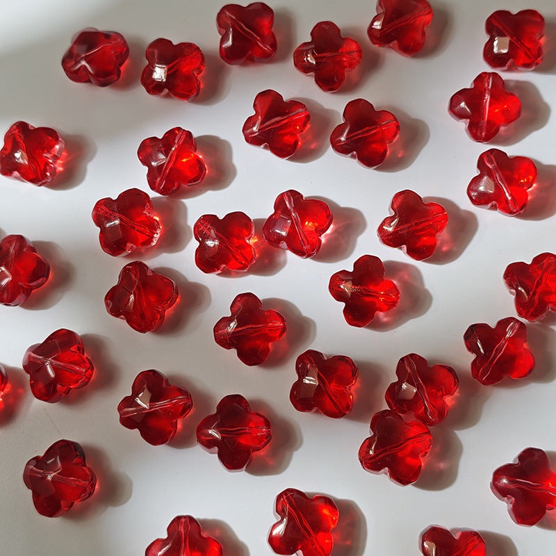 Red 10x13mm glazed crystal glass four-leaf clover beads