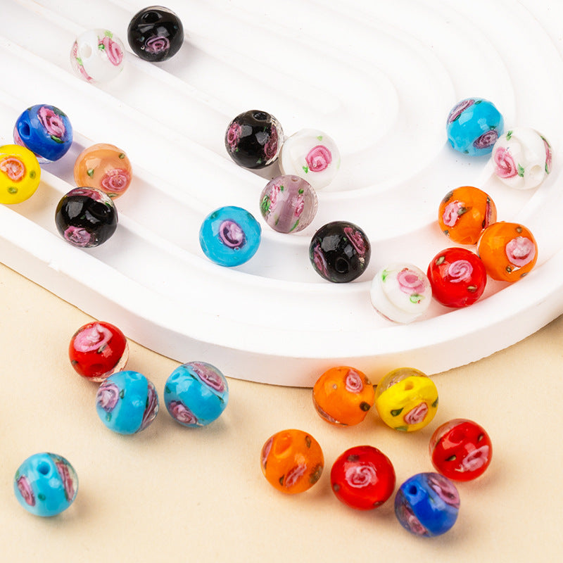 Double-Sided 3D Flower Glass Beads