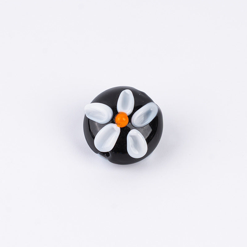 Double-Sided Mini Daisy Flat Glass Beads