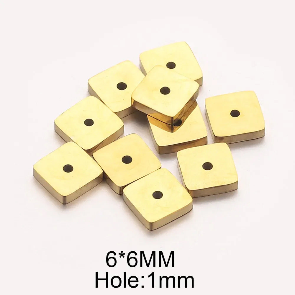 Polished Faceted Stainless Steel Square Spacer Beads for DIY Jewelry 10pcs