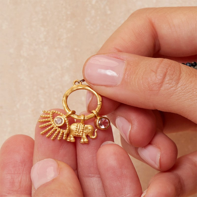 Elephant, Lotus & Heart Charms