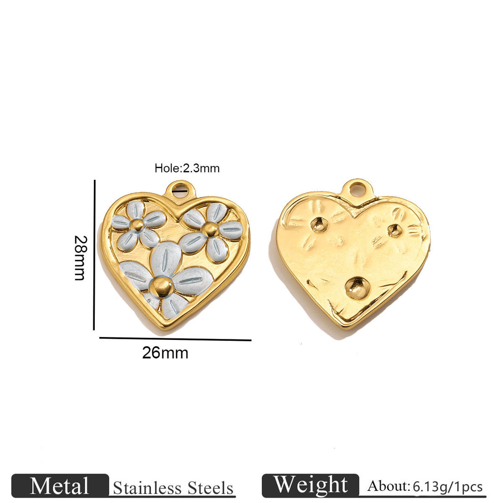 Enamel Heart Flower Charms