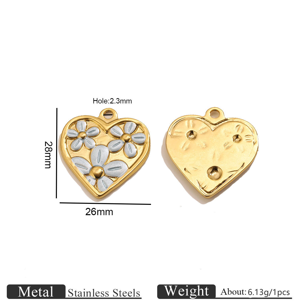 Enamel Heart Flower Charms