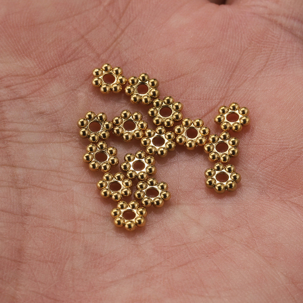 Stainless Steel Snowflake Flower Spacer Beads 50pcs