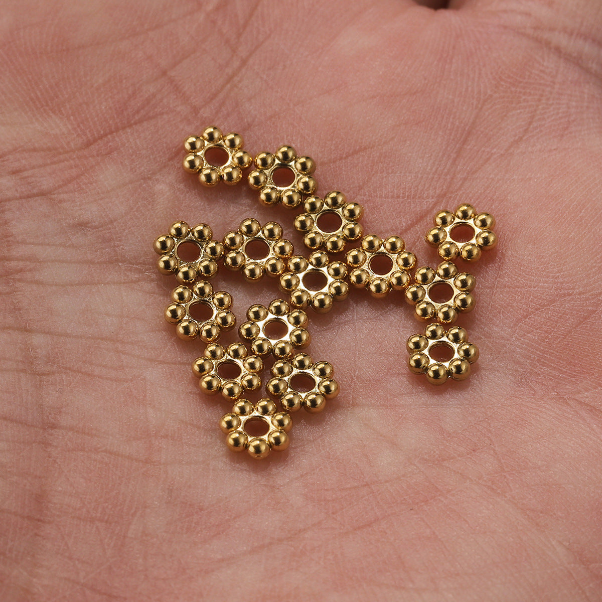 Stainless Steel Snowflake Flower Spacer Beads 50pcs