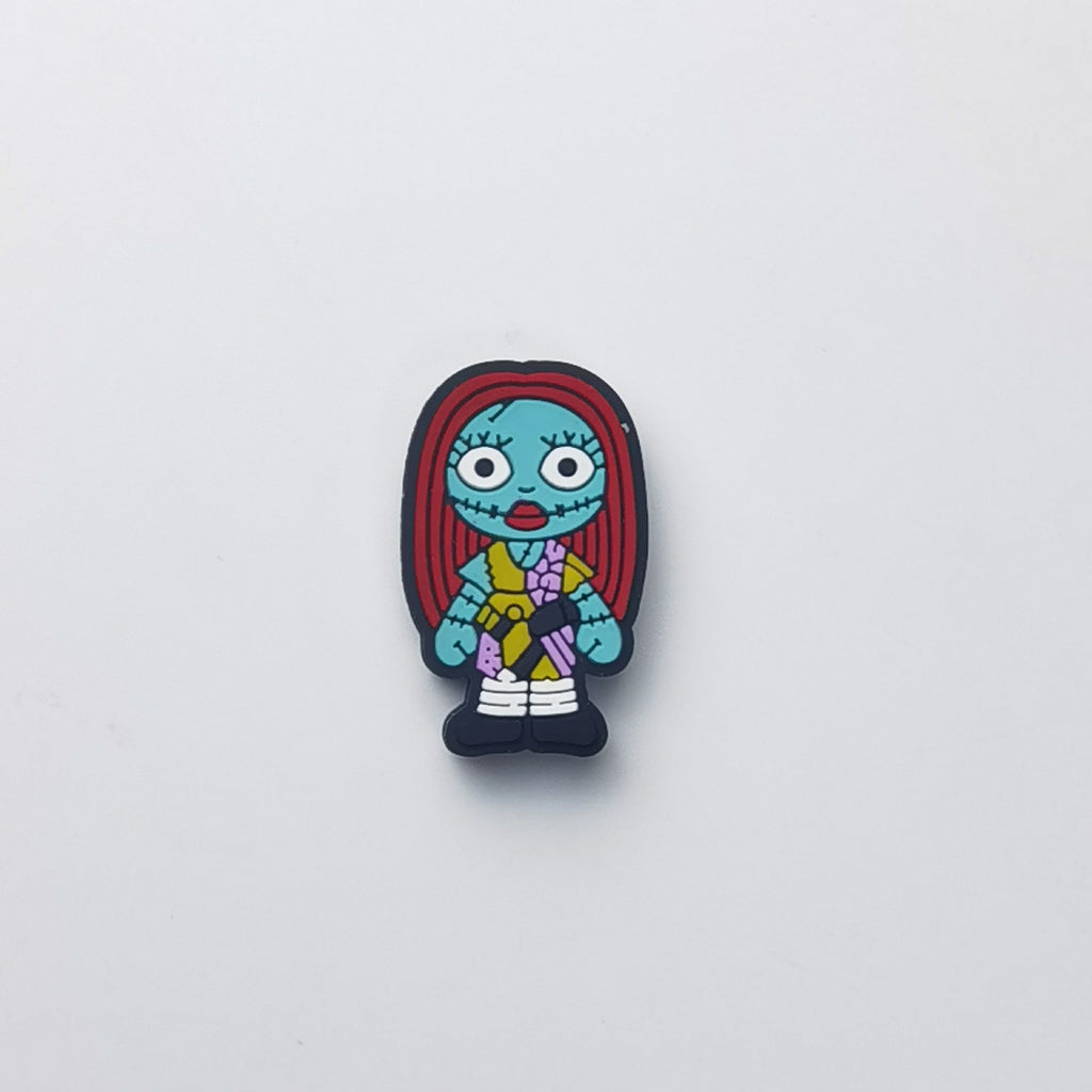 Blue-skinned cartoon character bead with long red hair